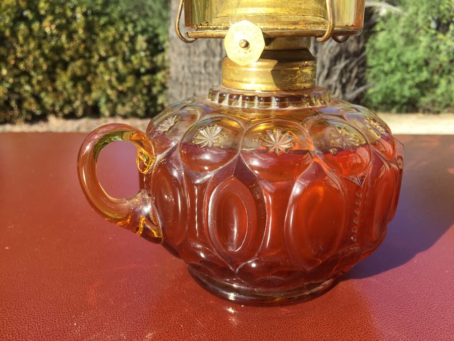 Ornate Kerosene Lamp With Handle And Fluted Glass Chimney P & A Risdon Mfg Co Danbury CT [Photo 3]