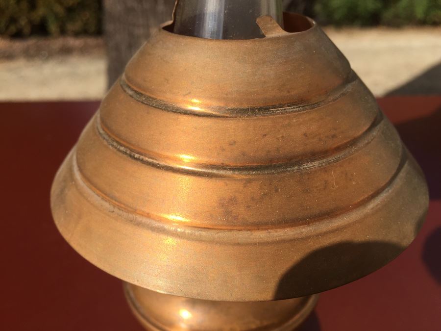 Copper Kerosen Lamp With Glass Chimney And Copper Shade [Photo 4]
