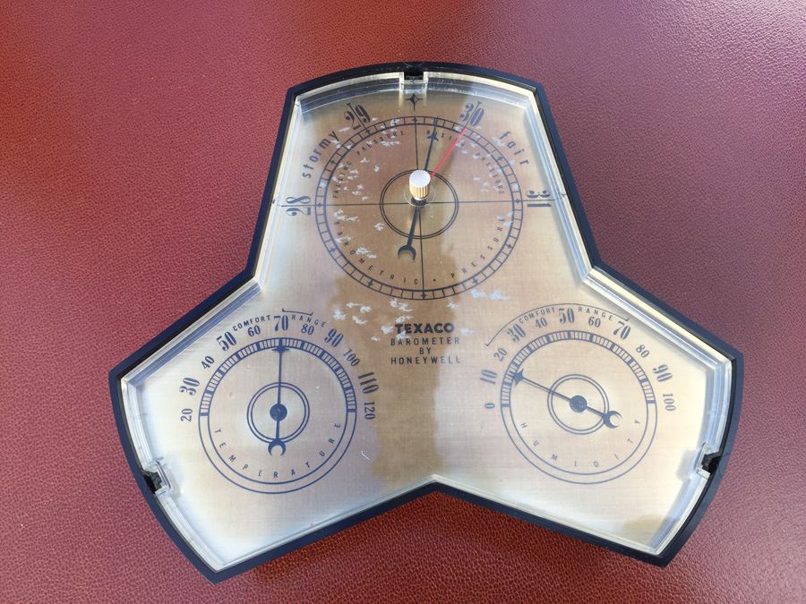 Vintage TEXACO Advertising Barometer By Honeywell