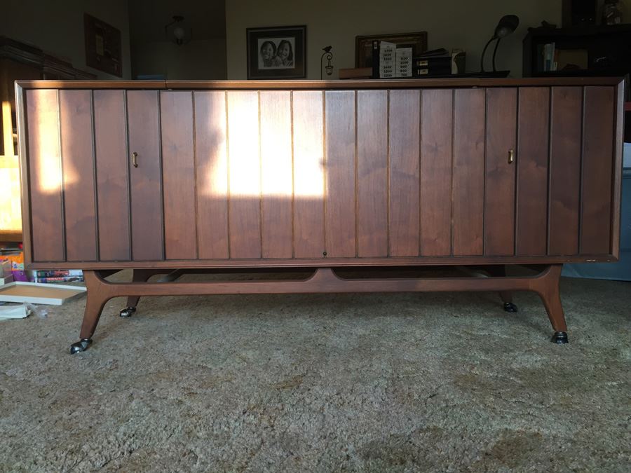 Mid-Century Stereo Console Cabinet Gutted Credenza [Photo 3]
