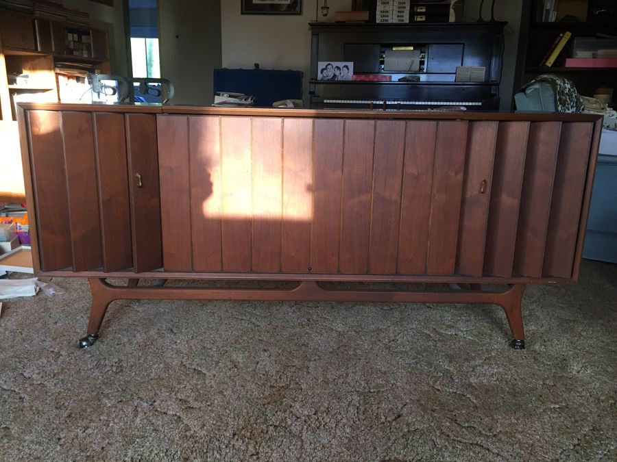 Mid-Century Stereo Console Cabinet Gutted Credenza