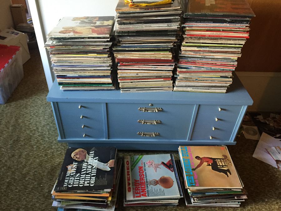 Huge LP 33 Vinyl Record Lot (Does Not Include Chest)
