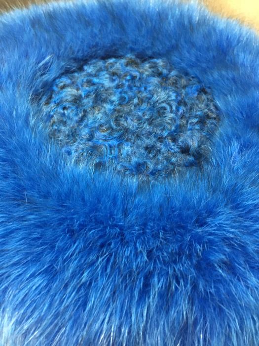 Vintage Russian Made Pot - O - Poht Blue Fur Cossack Cap With Hat Box [Photo 6]