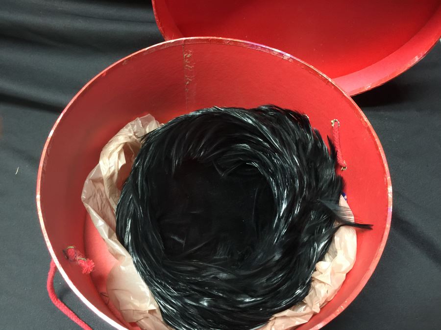 Vintage Black Feather Hat With Box [Photo 5]