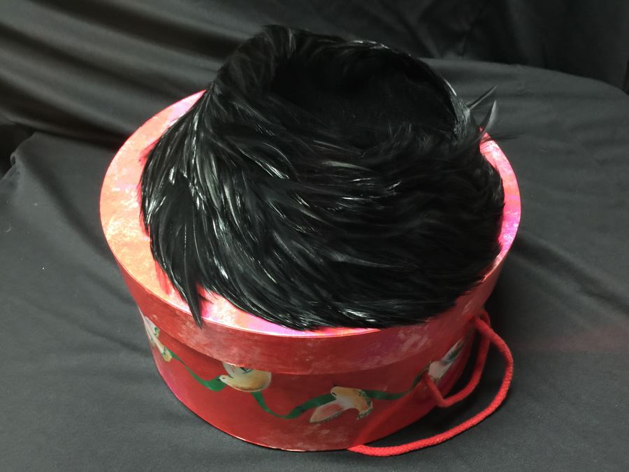Vintage Black Feather Hat With Box [Photo 3]