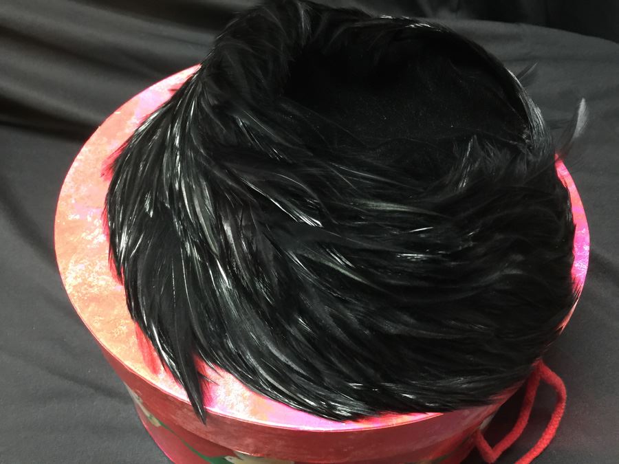 Vintage Black Feather Hat With Box [Photo 1]