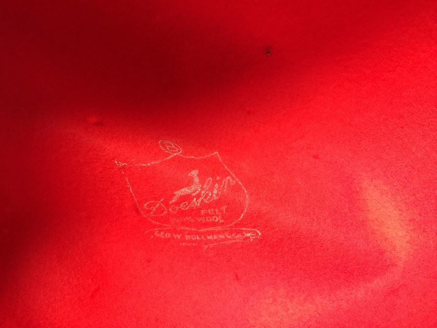 Vintage Red Doeskin Felt Geo W Bollman Wool Hat [Photo 3]