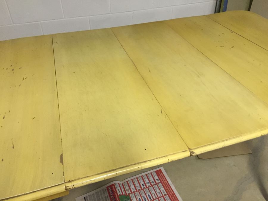 Yellow French Provencial Dining Table With Drop-Leafs On End And Two Removable Leafs [Photo 6]