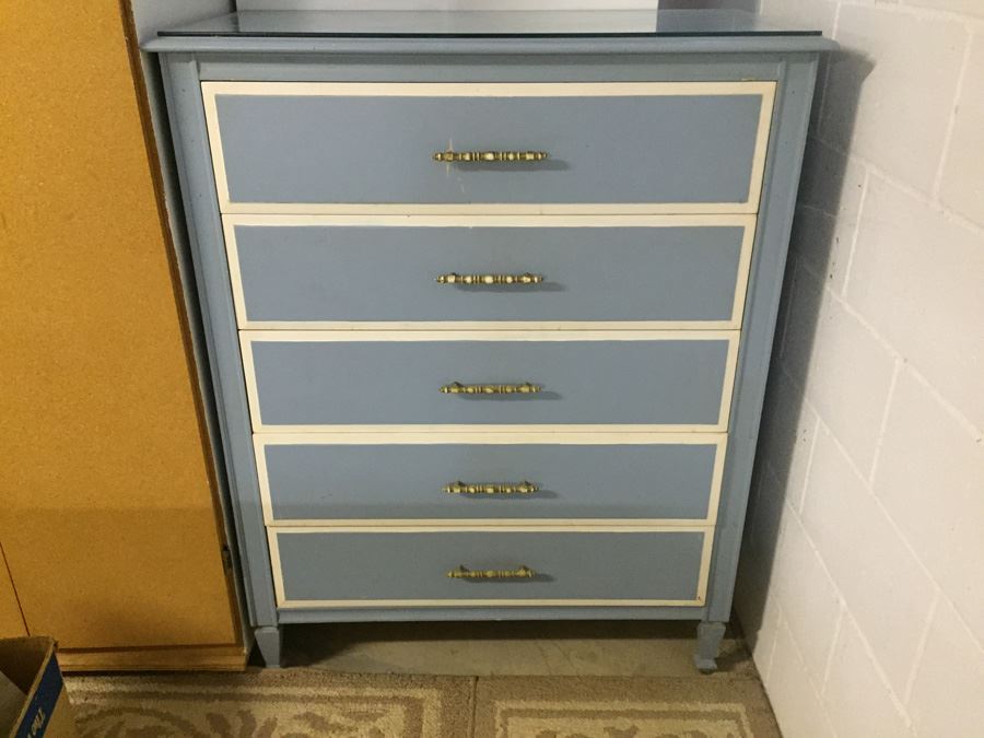 5-Drawer Painted Light Blue And White Dresser [Photo 1]