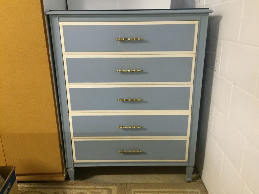 5-Drawer Painted Light Blue And White Dresser [Photo 2]