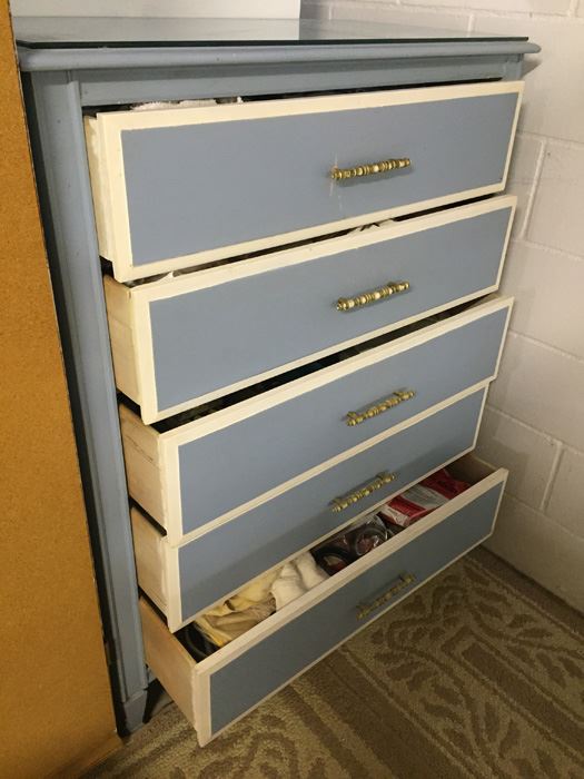 5-Drawer Painted Light Blue And White Dresser [Photo 5]