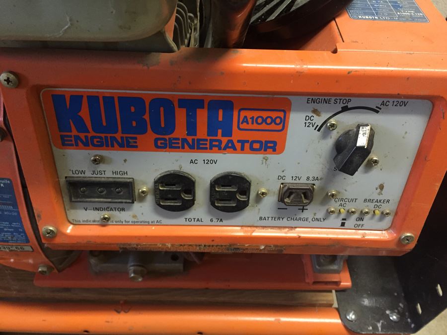 KUBOTA Engine Generator Type A1000-3-120 Japan With Rolling Cart [Photo 3]