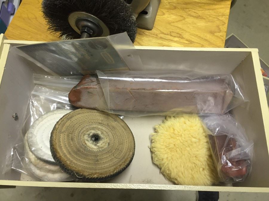 Rolling Cart With Companion 1/3 HP Heavy Duty Buffer And Tons Of Buffing Equipment Wheels [Photo 18]