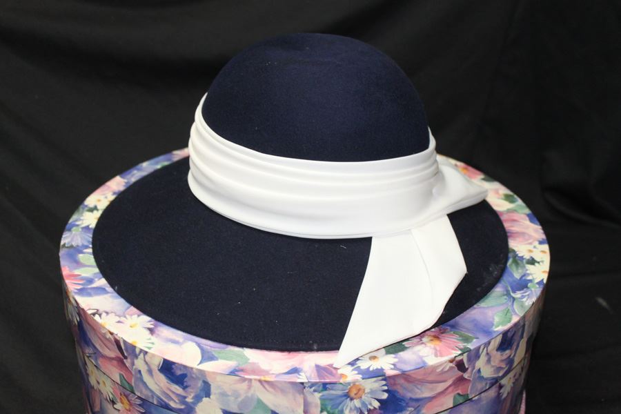 Vintage Black Doeskin Felt Geo W Bollman Wool Hat With Box [Photo 1]