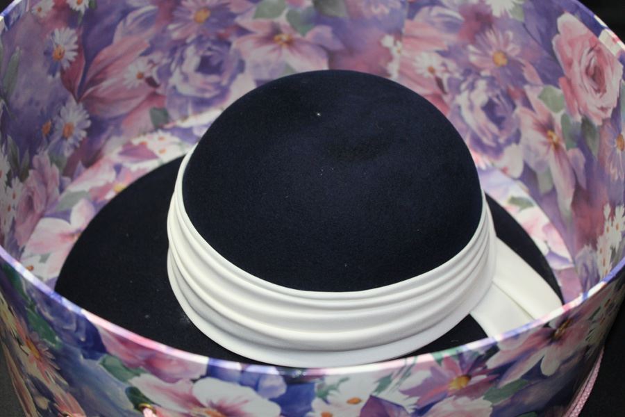 Vintage Black Doeskin Felt Geo W Bollman Wool Hat With Box [Photo 5]