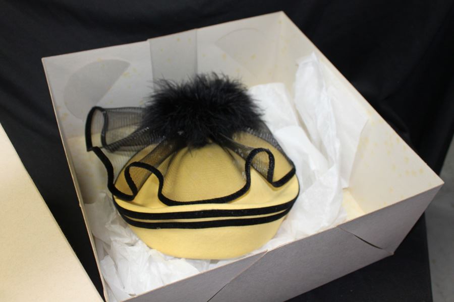 Vintage Yellow And Black Wool Hat With Box [Photo 5]