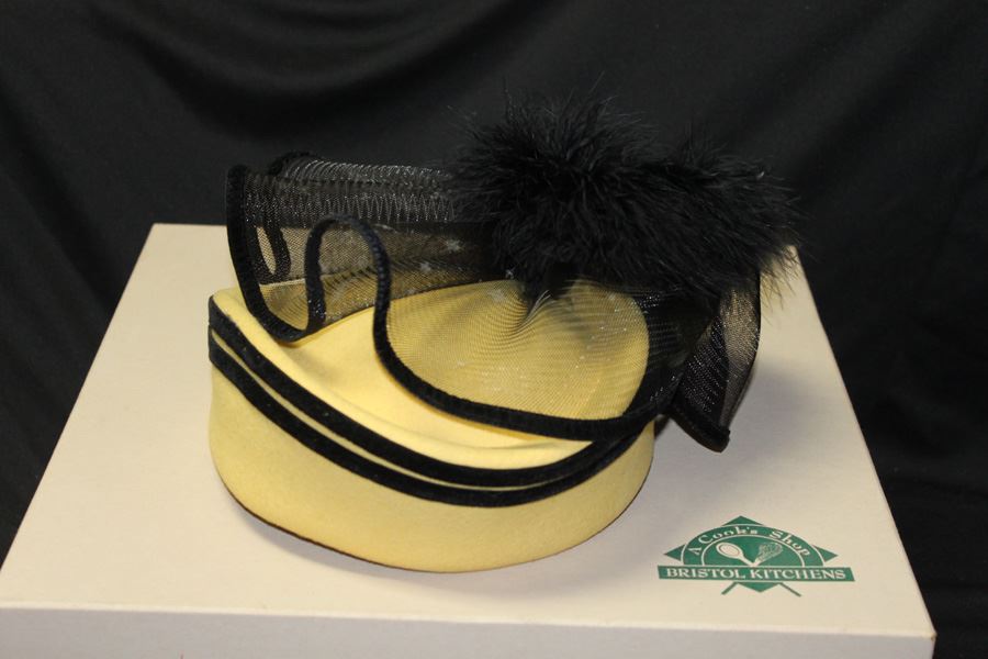 Vintage Yellow And Black Wool Hat With Box