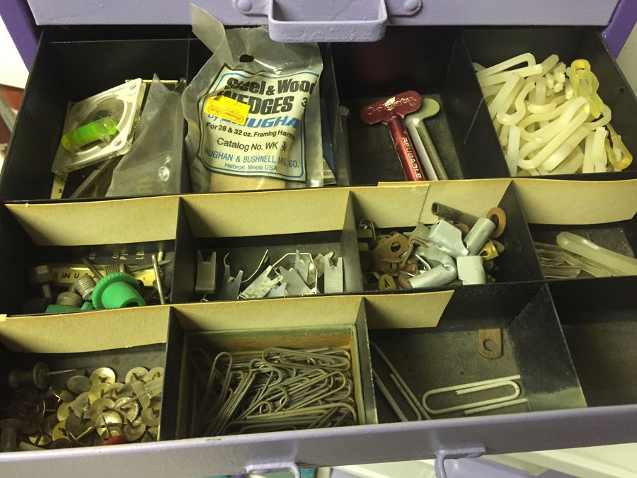 5-Drawer Small Metal Storage Cabinet Filled With Hardware [Photo 4]