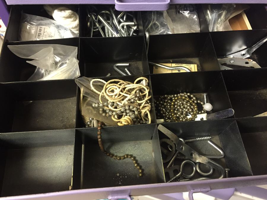 5-Drawer Small Metal Storage Cabinet Filled With Hardware [Photo 5]