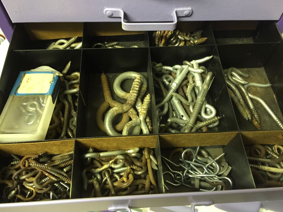 5-Drawer Small Metal Storage Cabinet Filled With Hardware [Photo 6]