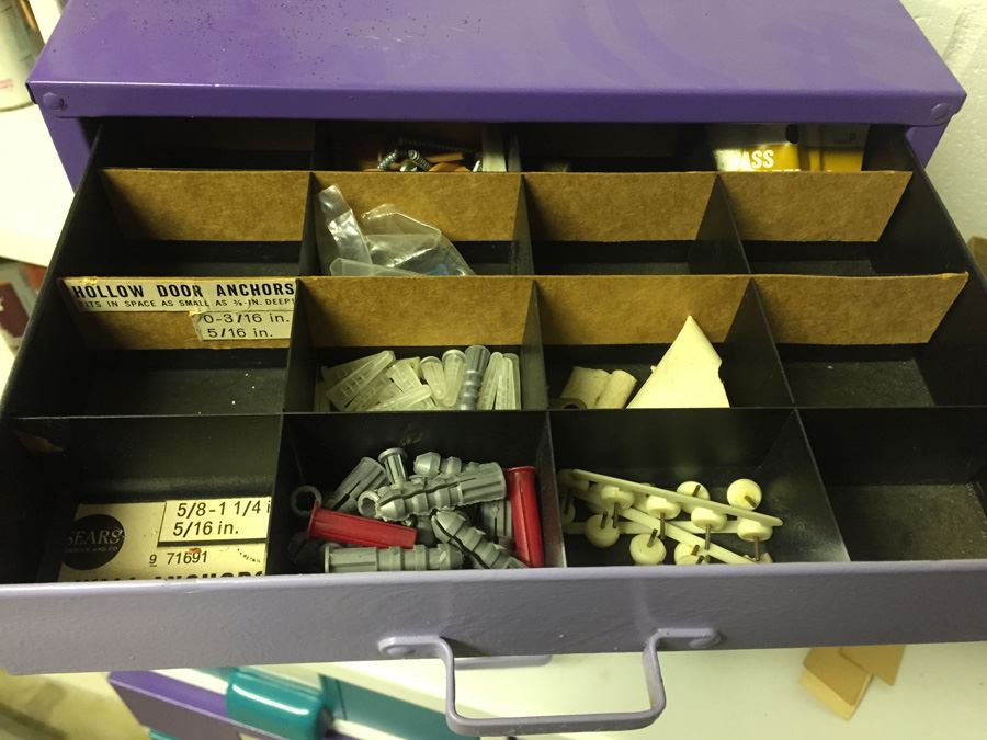 5-Drawer Small Metal Storage Cabinet Filled With Hardware [Photo 3]