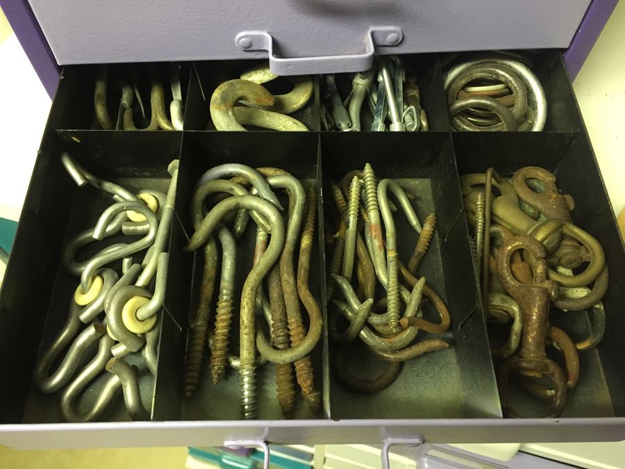 5-Drawer Small Metal Storage Cabinet Filled With Hardware [Photo 7]