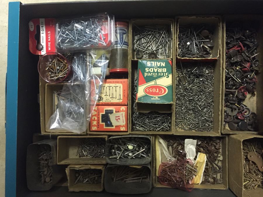 Nice 27-Drawer Metal Cabinet On Casters Filled With Hardware [Photo 27]