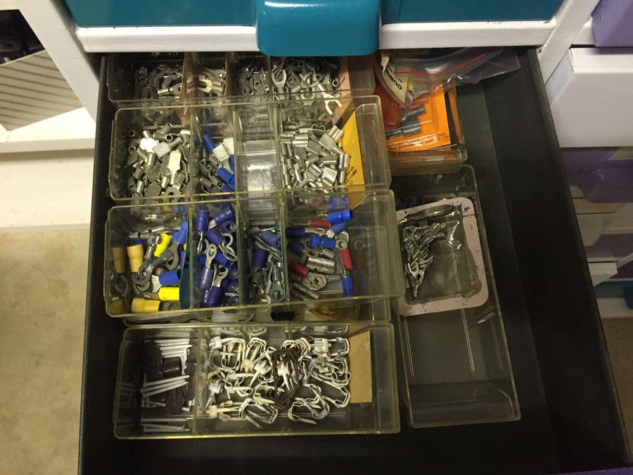 Nice 27-Drawer Metal Cabinet On Casters Filled With Hardware [Photo 9]