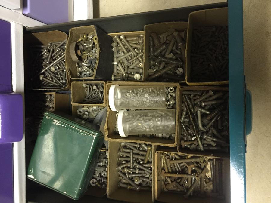 Nice 27-Drawer Metal Cabinet On Casters Filled With Hardware [Photo 16]