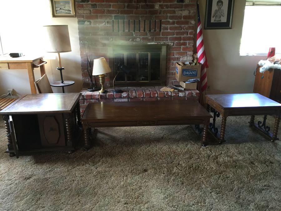 3-Piece Furniture Set - Includes Coffee Table And (2) End Tables On Casters