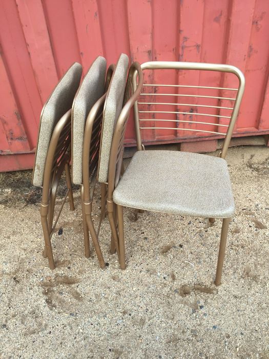 Set Of 4 Metal Mid-Century Folding Chairs [Photo 4]