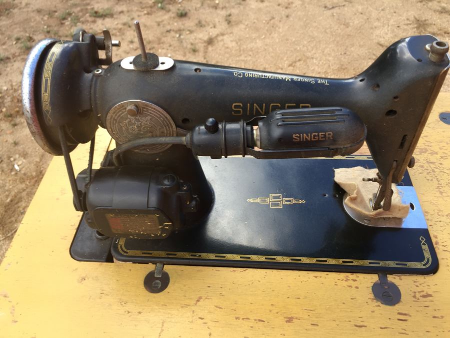 Vintage Singer Sewing Machine With Cabinet, Chair, And Supplies [Photo 7]