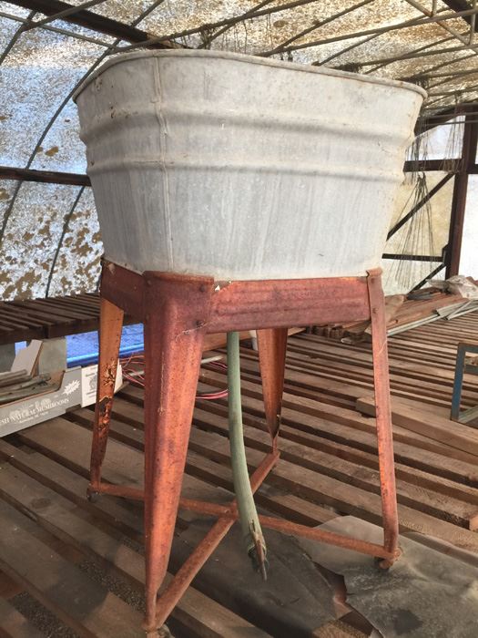 Large Galvanized Wash Basin With Stand