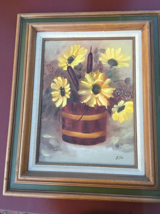 Original Framed Floral Oil Painting By Hilda [Photo 2]