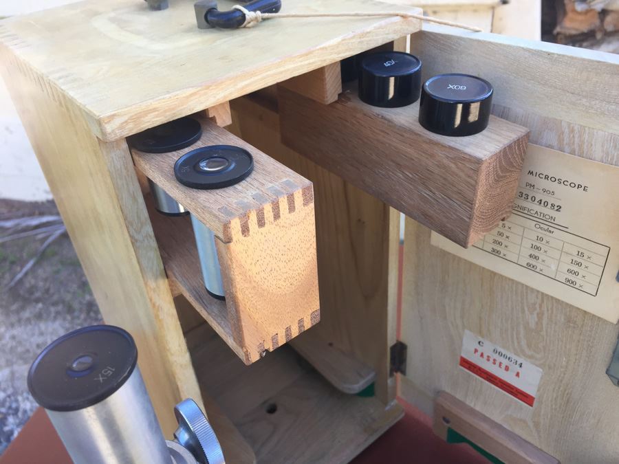 1950's PALOMAR Microscope Model PM-905 With Wooden Box And Slide Kits [Photo 6]