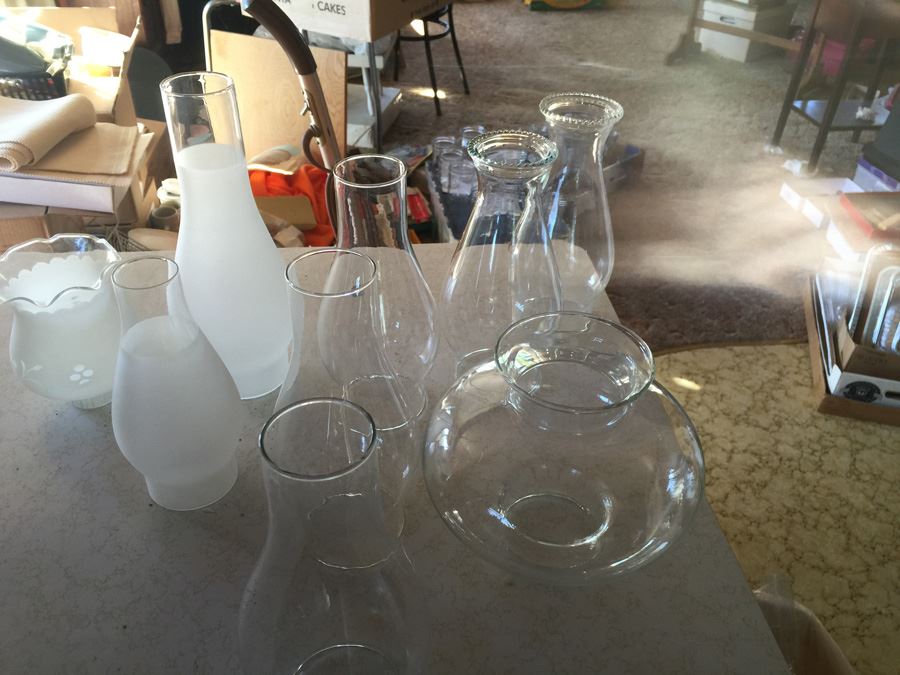 Huge Lot Of Vintage Glass Hurricanes