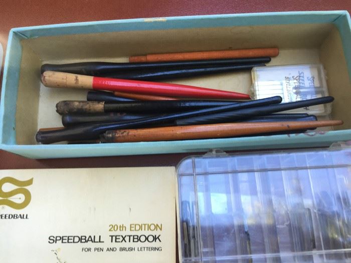 Vintage Calligraphy Lot Speedball Nibs Pens Books [Photo 2]
