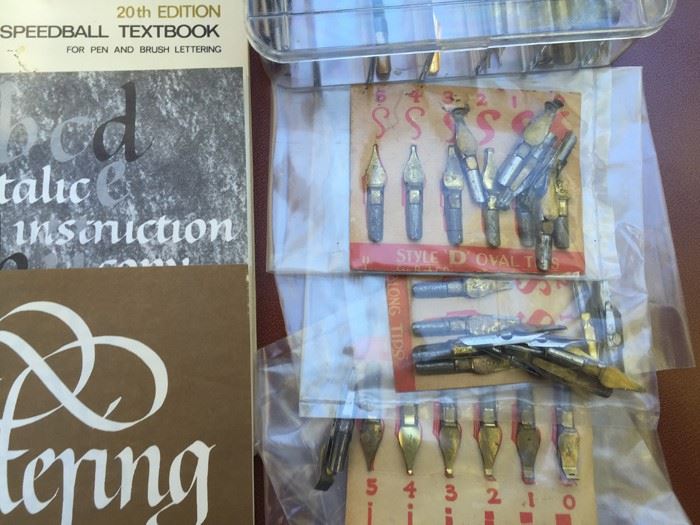 Vintage Calligraphy Lot Speedball Nibs Pens Books [Photo 3]