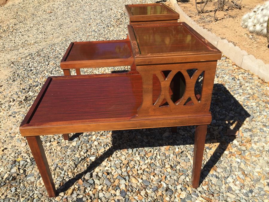 Pair Of Vintage Wooden Side Tables [Photo 4]