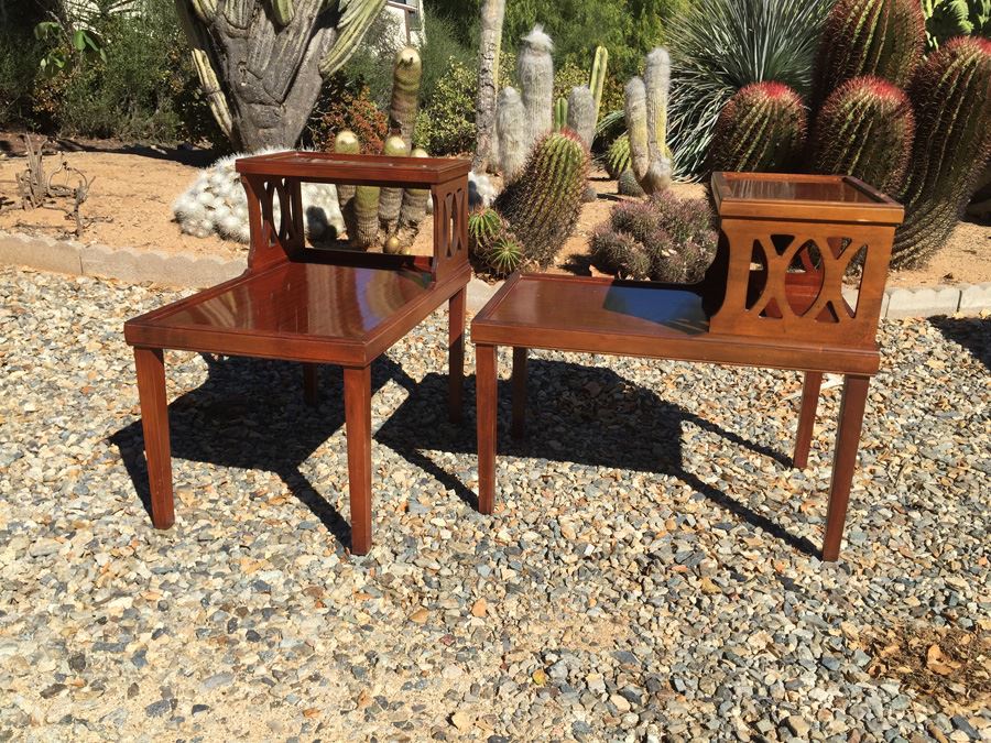 Pair Of Vintage Wooden Side Tables [Photo 7]