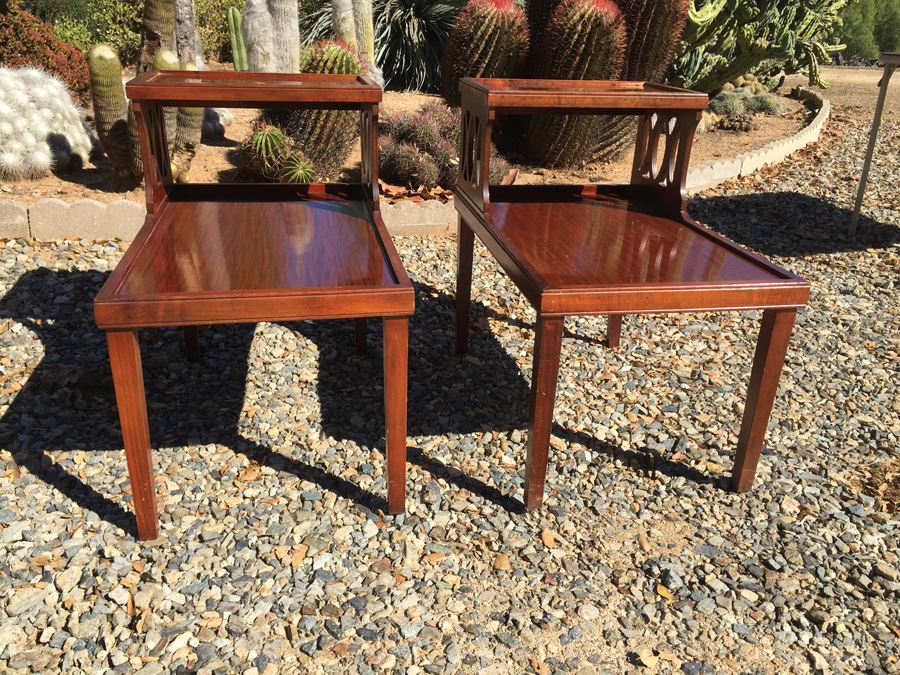 Pair Of Vintage Wooden Side Tables [Photo 1]