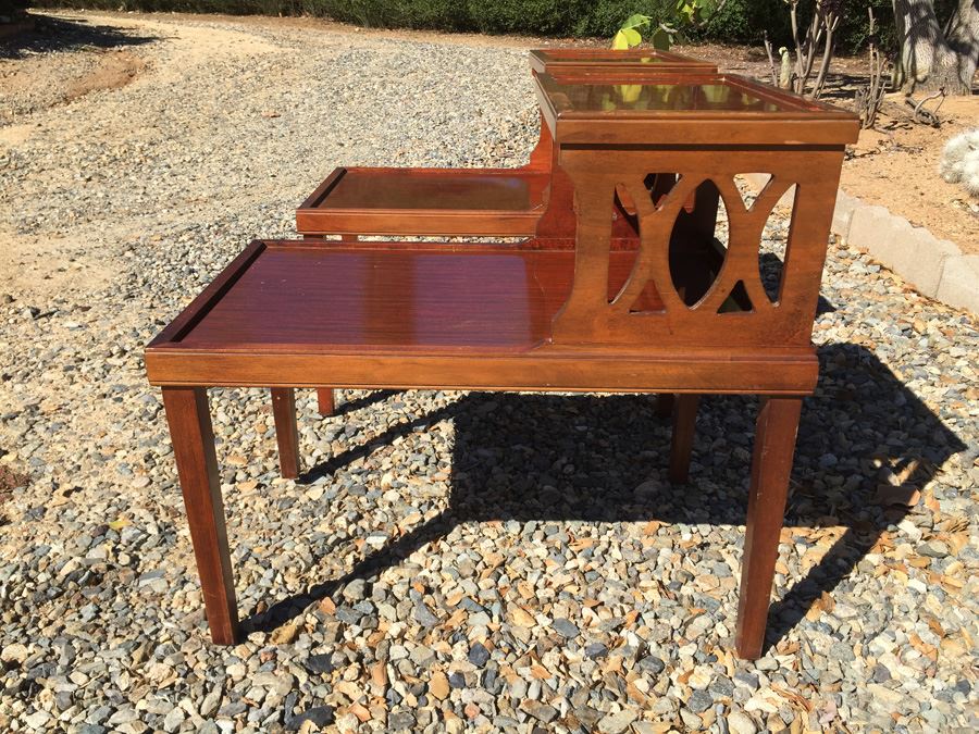 Pair Of Vintage Wooden Side Tables [Photo 3]