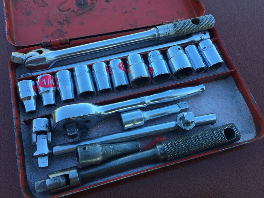 Vintage Snapon Tool Socket Wrenches Lot With Metal Case