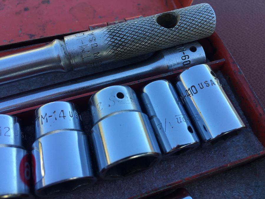Vintage Snapon Tool Socket Wrenches Lot With Metal Case