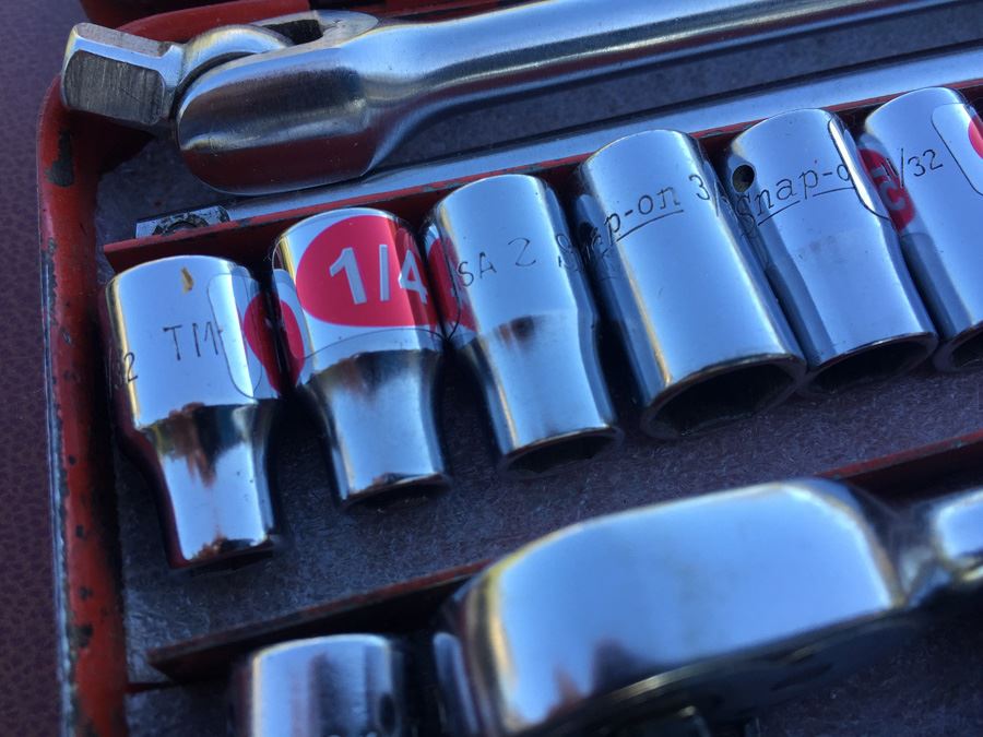 Vintage Snapon Tool Socket Wrenches Lot With Metal Case