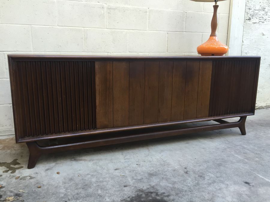 Mid-Century Modern Packard Bell Stereo Console With Record Player WORKING