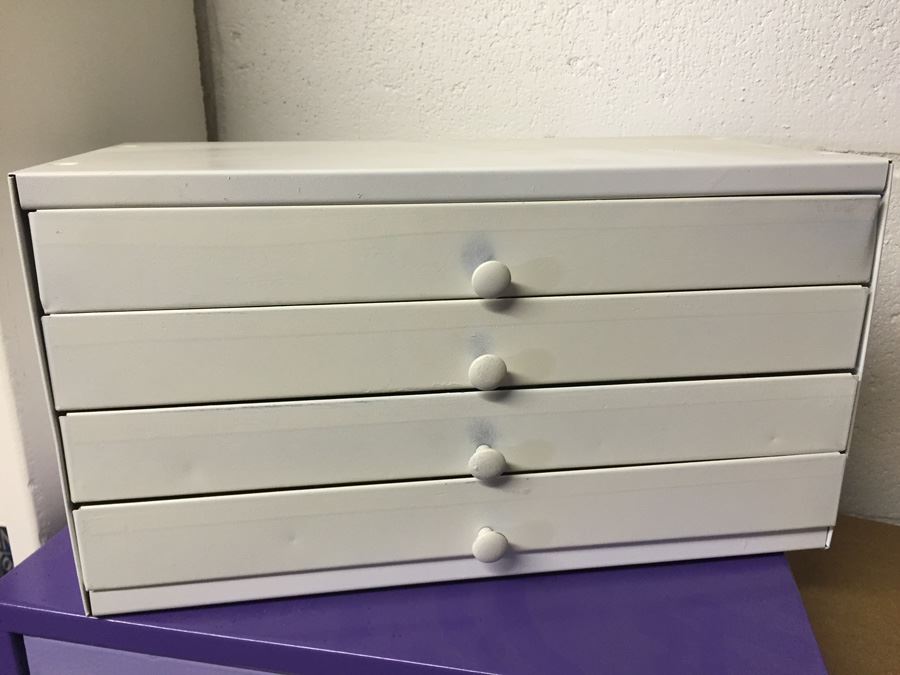 White Metal 4-Drawer Storage Box [Photo 1]