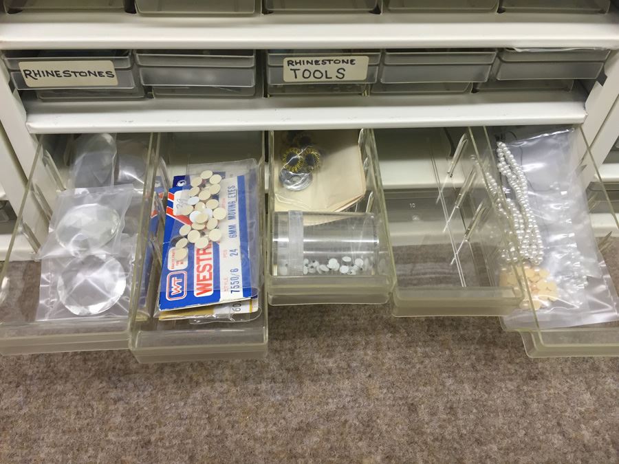 Metal Storage Bin Packed With Jewelry Making Beads And Rhinestones [Photo 18]