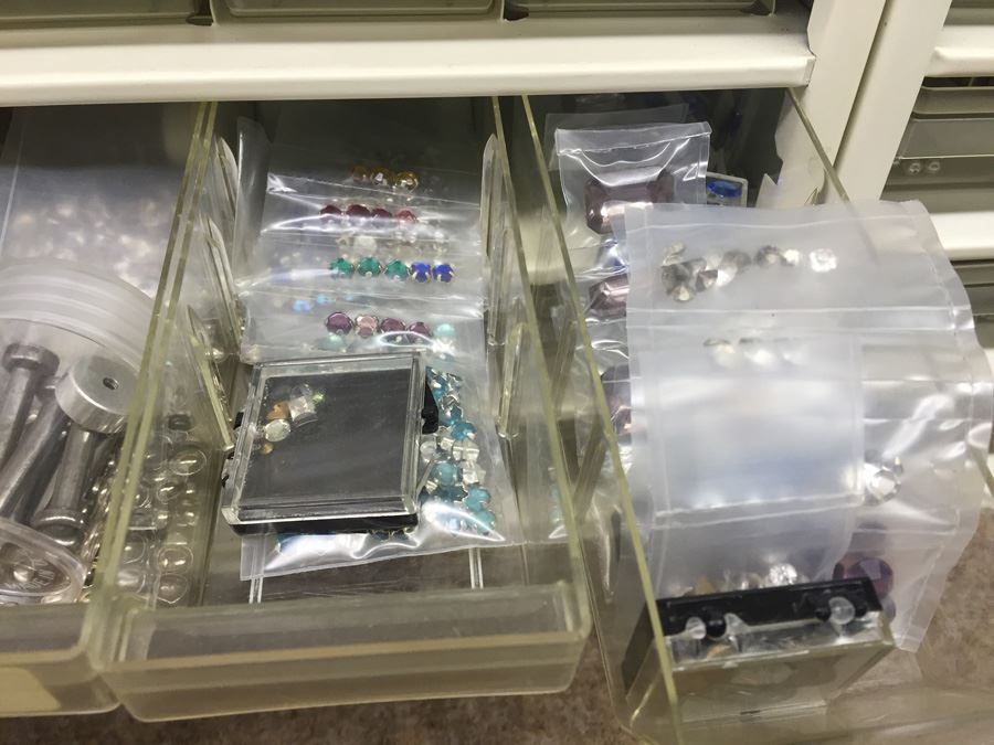 Metal Storage Bin Packed With Jewelry Making Beads And Rhinestones [Photo 14]