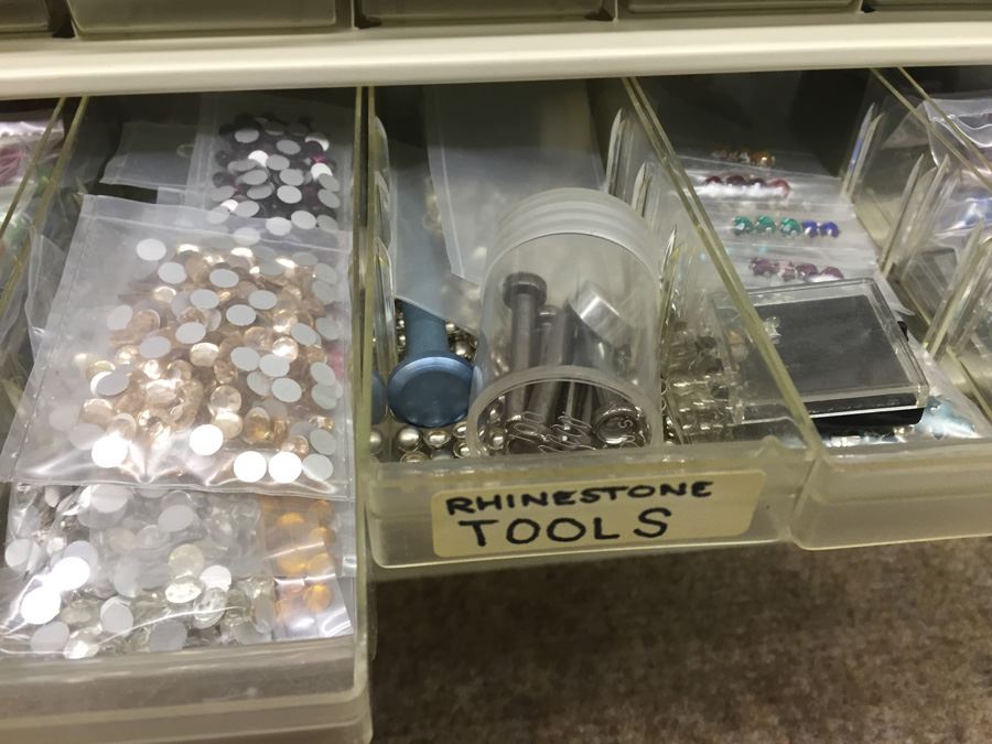 Metal Storage Bin Packed With Jewelry Making Beads And Rhinestones [Photo 13]